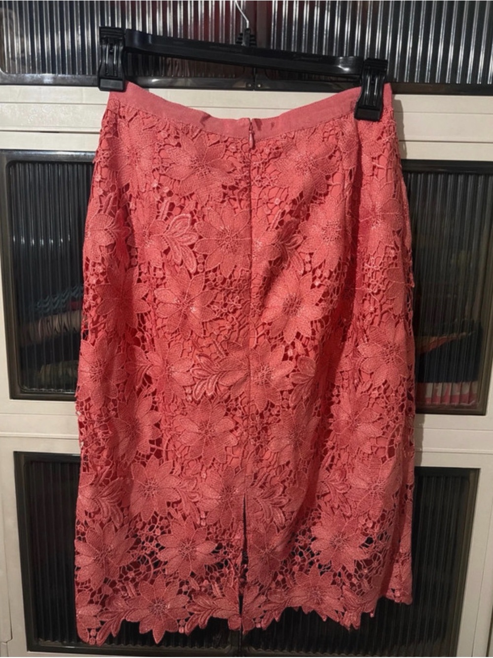 White House Black Market Coral Crochet Midi Skirt